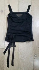 Cache Medium Bustier Satin Polyester Mesh Straps Corset Sexy Black Flex Boned