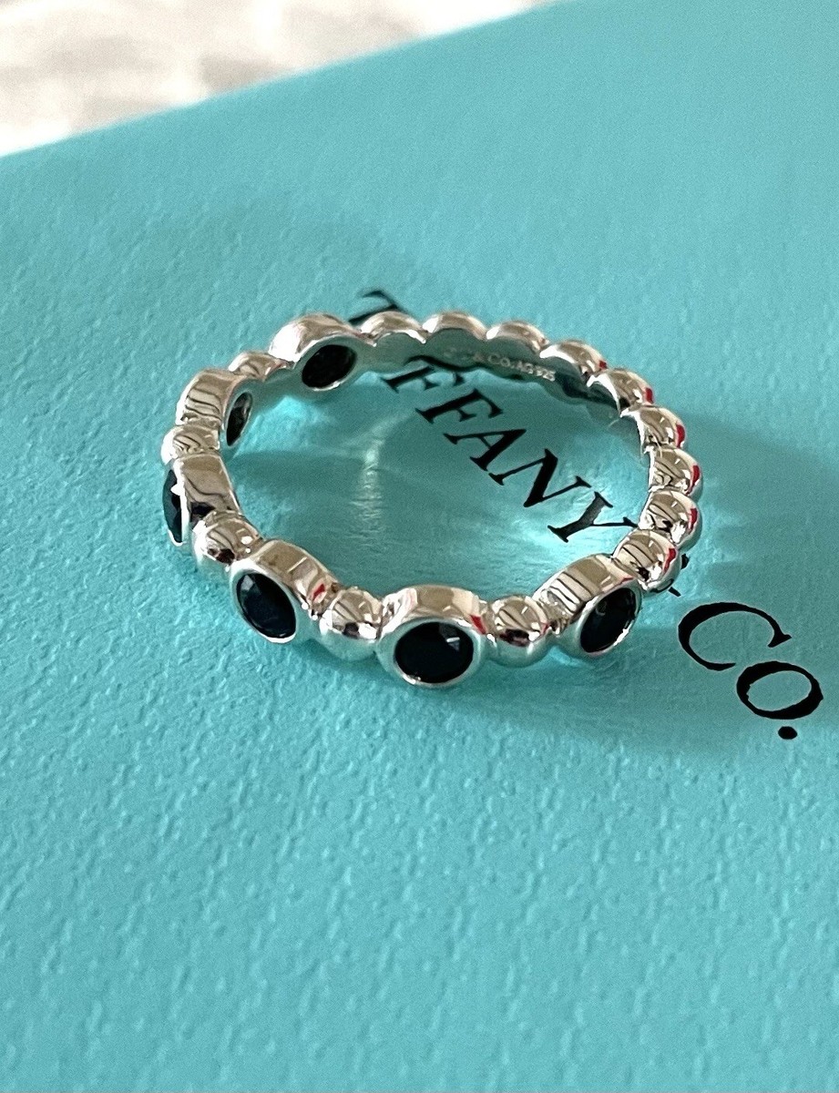 New Tiffany & Co Ziegfeld Black Spinel Bead Band Ring Size 6