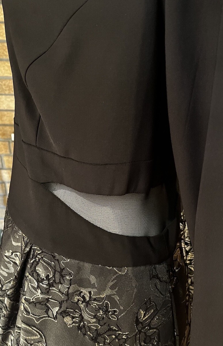 Xscape Black Gold Floral Brocade Hi Low Gown NWT $250 Size 20W