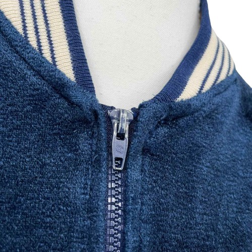 Vintage 70’s Trainingsjacke Frottee Velour Full Zip Navy Stripe Large - Bild 4 von 9