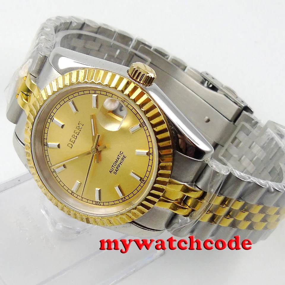 36mm debert golden dial luminous marks miyota Automatic mens womens Watch D89 - Image 3 of 4