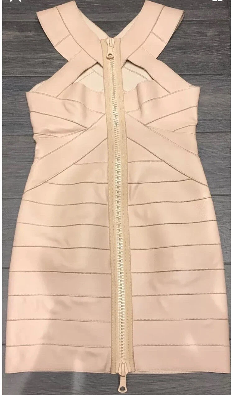 Mini abito da passerella Dsquared2 in pelle nuda UK10