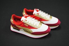  384752 01 NEW KIDS PUMA FUTURE RIDER GLITZ JR WHITE PERSIAN RED TEAM GOLD PK68