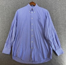 Nautica Button Up Shirt Blue White Striped Collared Long Sleeve Mens 16 34/35