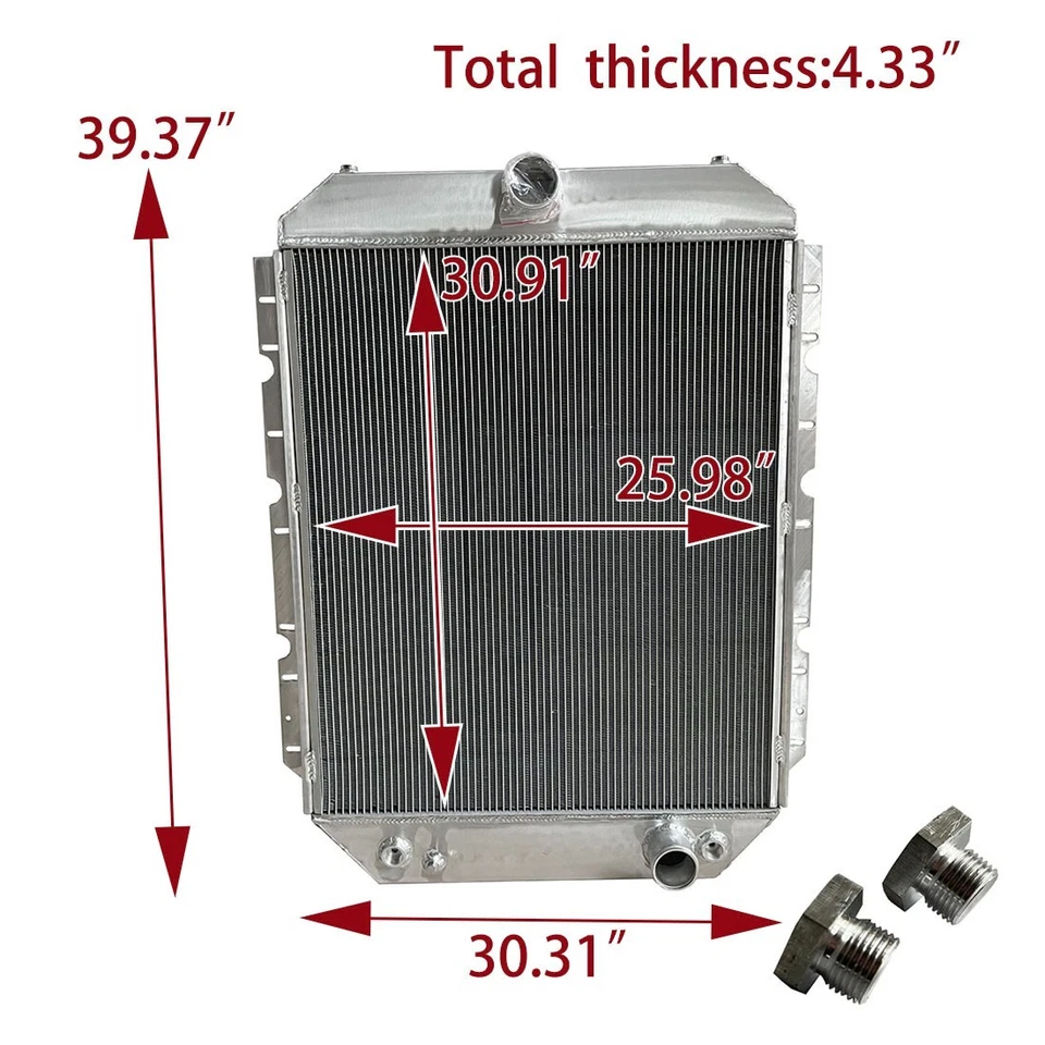Radiador de aluminio para International Harvester 2300 3000 3600 3800 4900 2 filas Foto 2 de 4