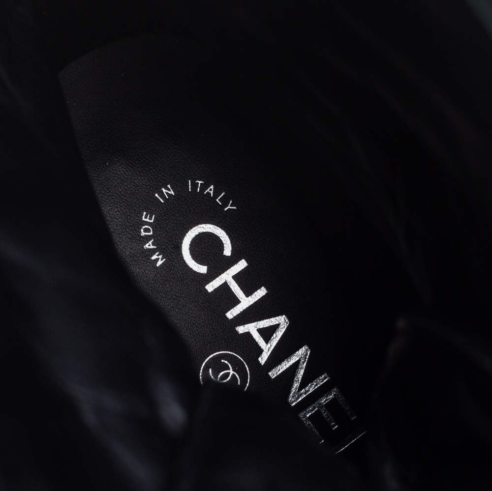 Chanel Black Tweed And Suede Combat Boots Size 39 image 8