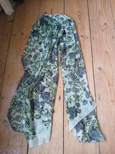 Vintage Sharco 100% Silk Rectangle Scarf Blue Roses Floral Pattern VGC 