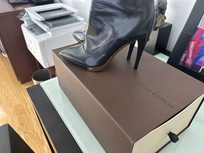Louis Vuitton Women's Black Leather Stiletto Booties
