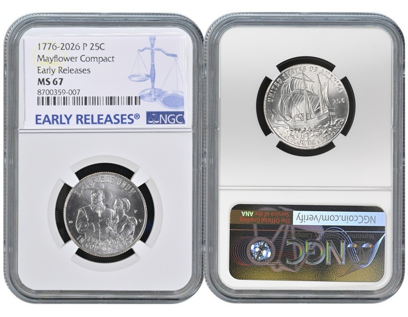2026 P Quarter 25c Mayflower Compact NGC MS67 Early Releases #378