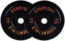 2PCS 15lbs Olympic Bumper Plate Weight Plate Home Gym Strength Training Black US