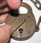 Vintage Marked SAFE Brass Padlock w/ Chain No Key USA — photo 3