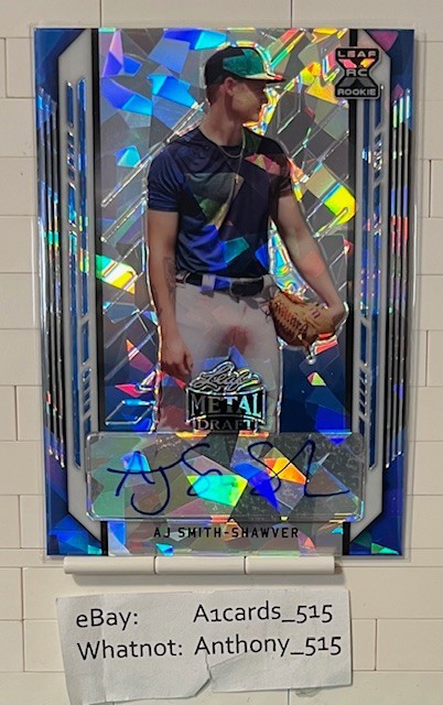 AJ Smith-Shawver - 2021 Leaf Metal Draft Rookie Auto - Blue Ice 10/15