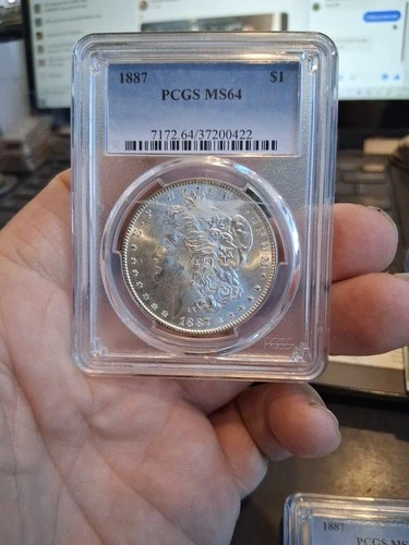 1887 MORGAN SILVER DOLLAR S$1 PCGS MS 64 Certified Coin
