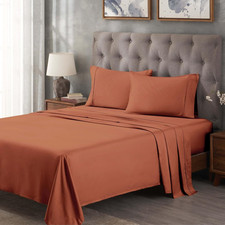 Luxury 300 Thread Count Egyptian Cotton King Bed Sheet Set - Pumpkin