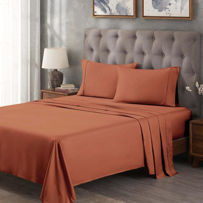 Luxury 300 Thread Count Egyptian Cotton King Bed Sheet Set - Pumpkin