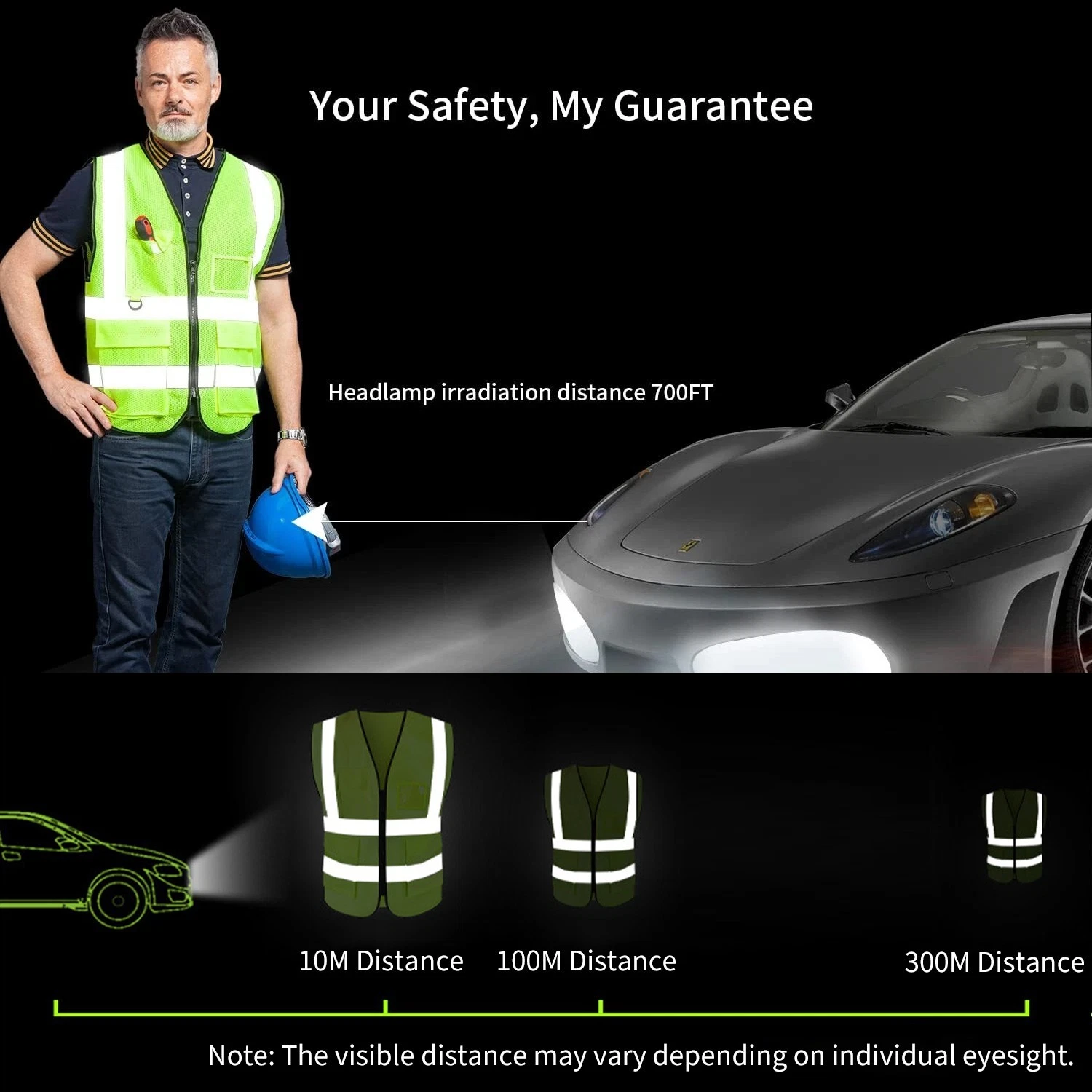 Safety Work Vest High Visibility Security Reflective Vest With 5 Pockets XL US - product detail image 6