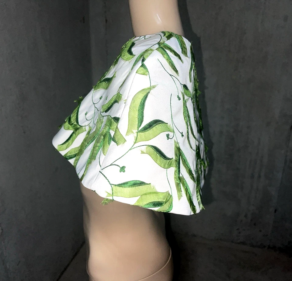 Oscar de la Renta 2011 Pasarela Cinta Verde Bordada Seda Bolero Capa Top OS Foto 4 de 4