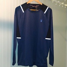 Spyder Active Men's Moisture Wicking Long Sleeve Crewneck T-Shirt Blue/Black L