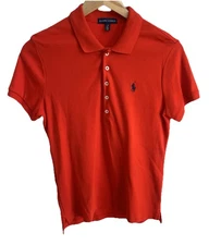 Vtg Polo Ralph Lauren Orange Stretch Mesh Polo Classic Preppy Shirt Womens Large