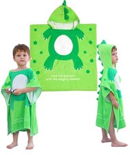 Children's Bath Towels with Hooded Dinosaur, Boys Beach Towel Pool Poncho Swi...
