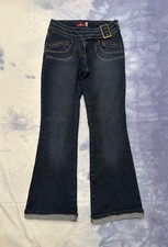 VTG Y2K Jordache Women's Low Rise Stretch Bootcut Jeans 3/4 Buckle Hoop Zippers