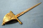 VINTAGE SPANISH DAMASCENE TOLEDO SWORD LETTER OPENER 9" — photo 1