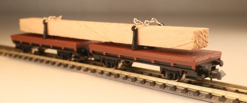Spur N Lima 320483 Drehschemelwagen FS 2tlg je 2-achsig braun Langholzladung OVP | Condition: Gebraucht