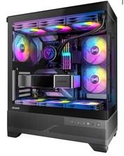 PC CASE : Tempered Glass Front  Side Panel, Type C Port, Gaming PC Case, Black