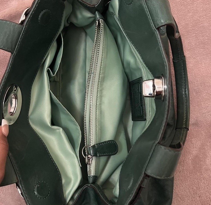 Vintage Emerald Green Coach Turnlock Shoulder Bag - Gem
