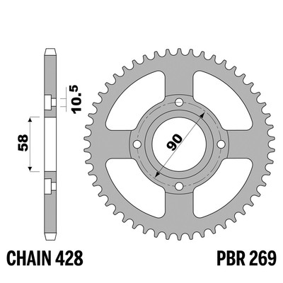 HONDA XL-S 185 1979-1984 Kettenrad PBR Tonhöhe 428 49 Zähne Edelstahl C