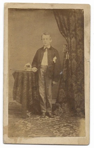 Antique 1860s Civil War Era CDV Photo Boy with Revenue Stamp McChesney?
