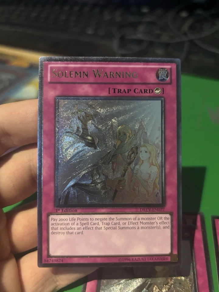 Yu-Gi-Oh Solemn Warning DREV-EN077 1st Edition Ultimate Rare X3 - Image 2 of 4