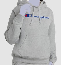 Champion Women's Gray Fleece Hoodie Logo Sweatshirt Sweater Size XS