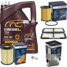 Bosch pacchetto ispezione 6 L Mannol Diesel TDI 5W-30 per Mazda 3 1.6 MZR-CD