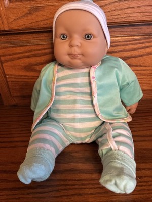 Berenguer Newborn 14  Baby Doll Happy Face Blue Eyes W/bib,Carrier & Xtra Outfit