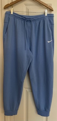 Nike Dri Fit Mens Light Blue Jogger Sweatpants Sz L Zip Pockets Training Warm Up