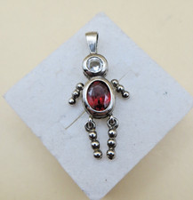 Sterling Silver Birthstone Baby Kid Pendant January Red Boy 1.25" Charm 1191
