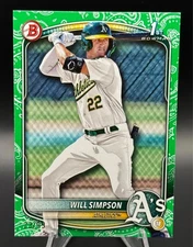 2025 Bowman - Will Simpson 1st Green Pattern /99 - Oakland Athletics #BP-35