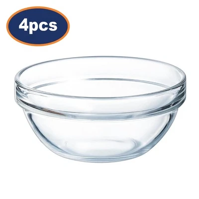 Luminarc Bowl Dessert Salad Tempered Glass Stackable Clear Smooth 14cm 625ml 4Pc