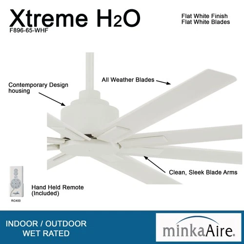 Minka Aire Xtreme H2O 65"  - Flat White 8-Blade Remote Control - Picture 7 of 7