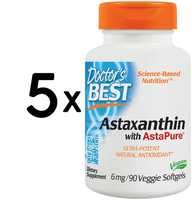 5 X Doctors Best Astaxanthin With Astapure, 6Mg - 90 Veggie (377,76 Eur/Kg)