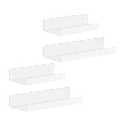 Esmula 12 Pezzi Piccoli Mensole da Parete in Acrilico, Mensola Sospesa Trasparente da 10 cm per Montaggio a Parete, Ripiani in Acrilico per Figure Funko Pop, Decorazioni per la Casa, Soggiorno