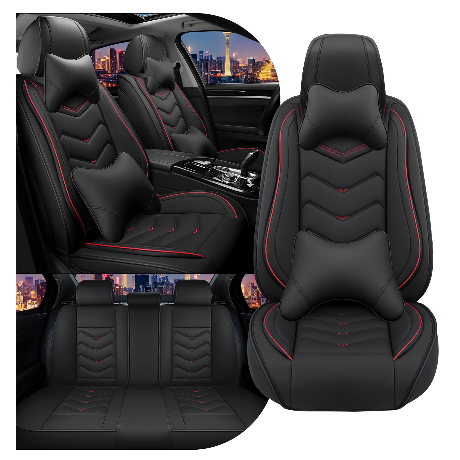 Car Seat Covers Buick Enclave 2008-2026 Premium Leather 5 Seats Black