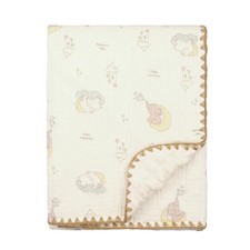 40x40 Inch Baby Blanket Muslin Cotton Minky Dotted Double Layer Lunar Elephant