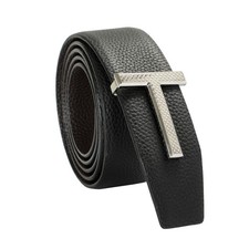 Tom Ford Reversible Leather Silver Metal T-Buckle Decorated Belt US 34 IT 85