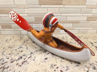 Whirligig Native American Canoe Indian Vintage 1960's Yard Windmill Paddle