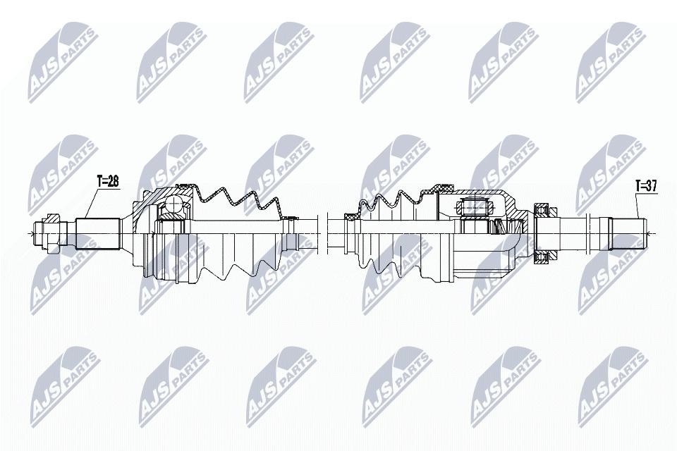 NTY Driveshaft NPW-PE-037 For Peugeot Front Axle Right 923 mm