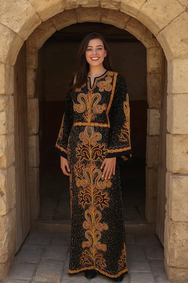 Thobe Abaya Palestinian Embroidered Traditional Dress Elegant Palestinian Thobe - Image 3 of 4