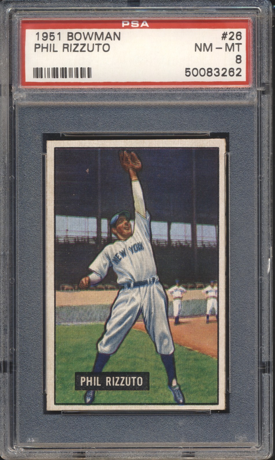 1951 Bowman Baseball Phil Rizzuto #26 PSA 8 YANKEES NM-MT HOF (PSA SET BREAK)