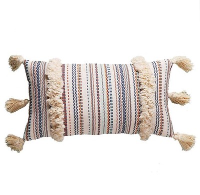Flber Lumbar Throw Pillow 1 Count (Pack of 1), Woven / Beige:20''x12'' 